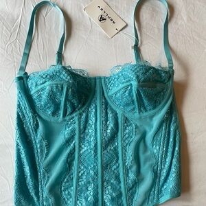 Turquoise Lace Bustier Corset size Medium